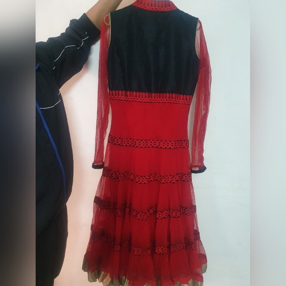 Long Anarkali Suit Red and black - Picture 5 of 5